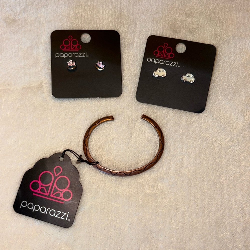 Kids Princess Crown and Car Earrings with Cuff Bracelet